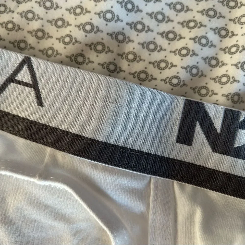 N2N Bodywear White Logo Cotton Pouch Bikini Briefs Size Large NWT